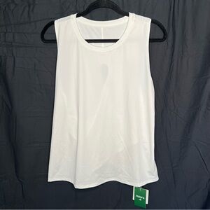 NWT Halara Cut Out Crossover Hem Solid Yoga Tank Top White Sz XL Activewear